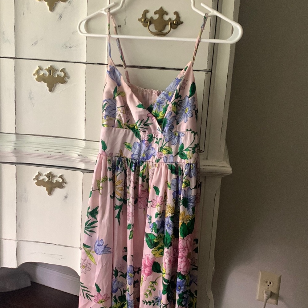 Floral faux silk dress